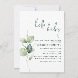 Euclyptus Botanical Gender Neutral Baby Shower Invitation