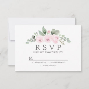 Euclyptus Pink Floral Wedding RSVP Card