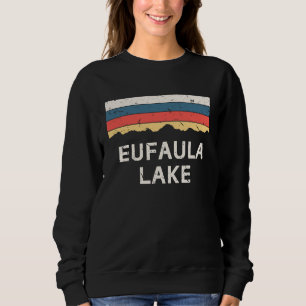 Eufaula Lake Souvenir Fishing Retro Map  Oklahoma Sweatshirt