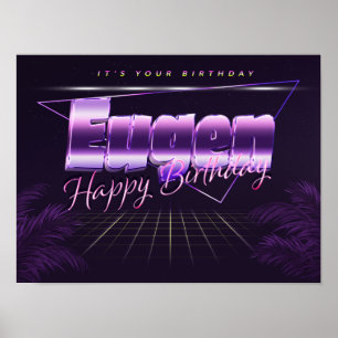 Eugen Name First Name purla retro Poster Birthday