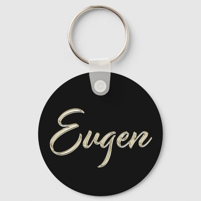 Eugen Name whitegold Button Schlüsselanhänger Key Ring (Front)