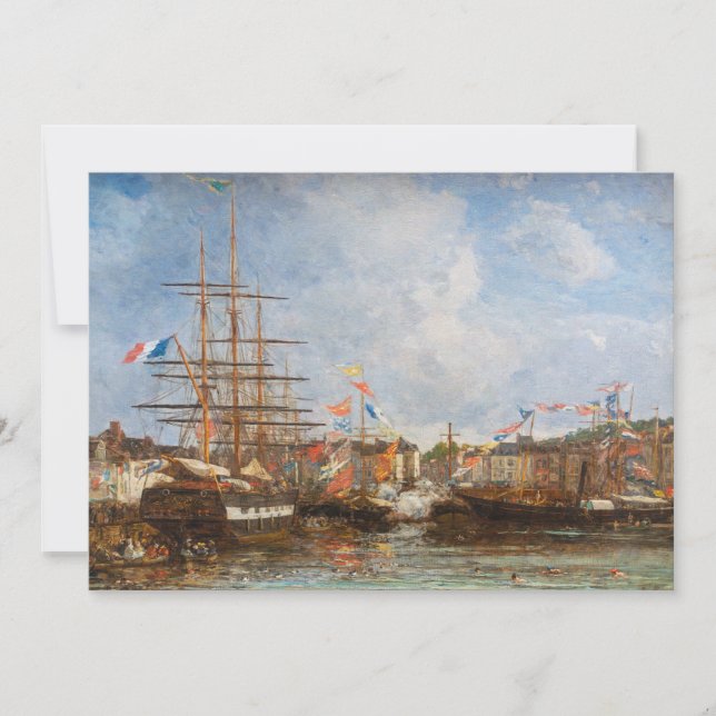 Eugene Boudin - Festival in the Harbour of Honfleu Invitation (Front)