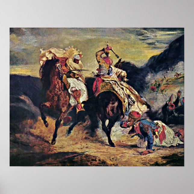 Eugene Delacroix - Combat of Giaour and Pasha Poster (Front)