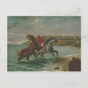 Eugene Delacroix Horses Coming Out of the Sea Postcard