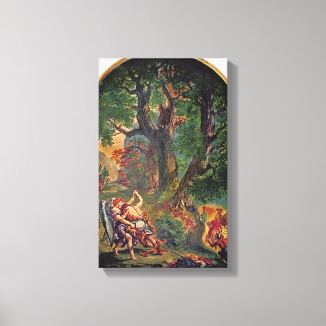 Eugene Delacroix - Jacob wrestling with angel Canvas Print (Front)