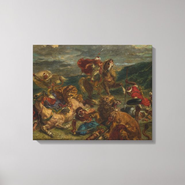 Eugene Delacroix - Lion Hunt Canvas Print (Front)
