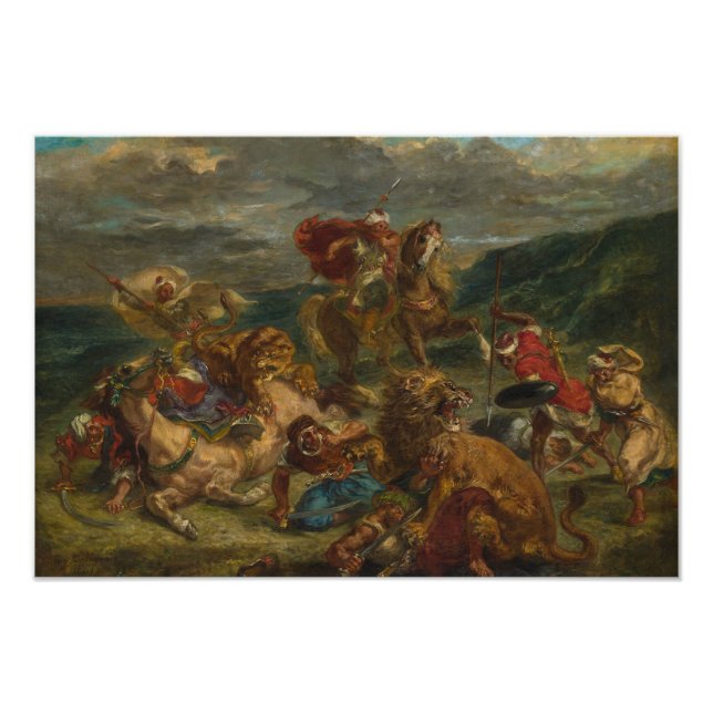 Eugene Delacroix - Lion Hunt Photo Print (Front)