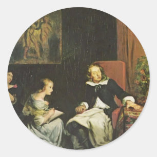 Eugene Delacroix:Milton dictated to his daughters Classic Round Sticker