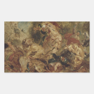 Eugene Delacroix - The Lion Hunt Rectangular Sticker