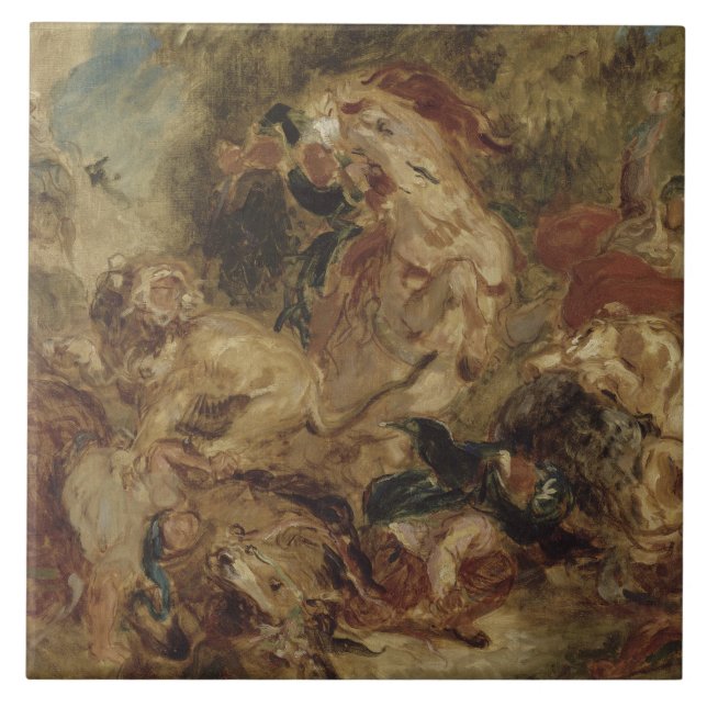 Eugene Delacroix - The Lion Hunt Tile (Front)