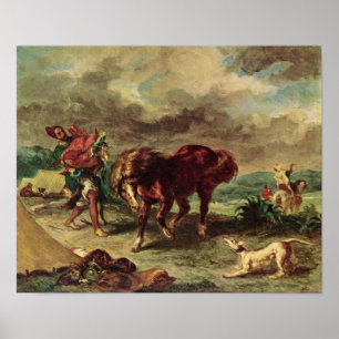 Eugene Delacroix - The Moroccan and his horse Poster