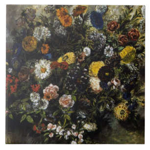 Eugene Delacroix Vintage Bouquet of Flowers Tile