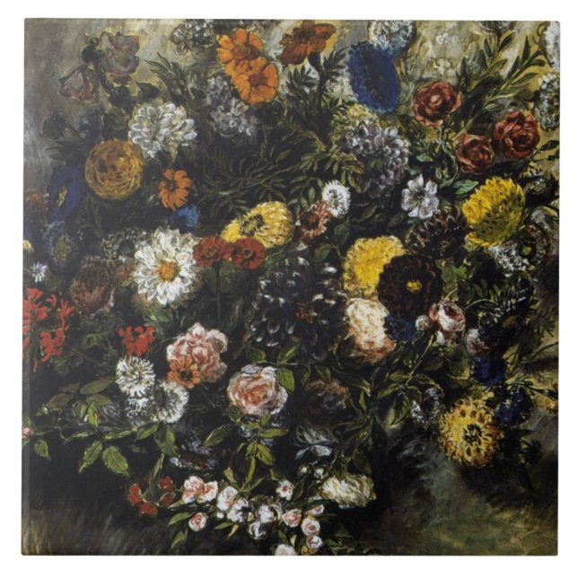 Eugene Delacroix Vintage Bouquet of Flowers Tile (Front)