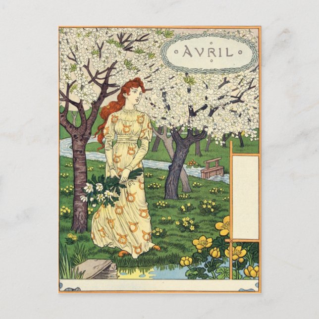 Eugène Grasset avril Postcard (Front)