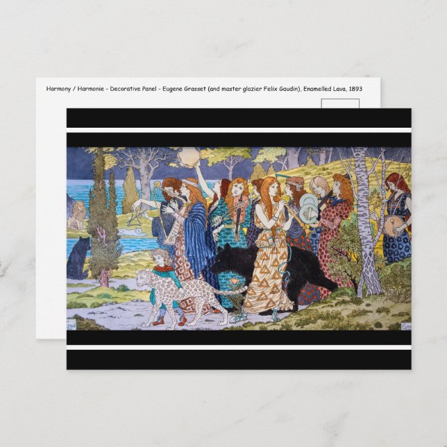 Eugene Grasset - Harmony Decorative Panel Postcard (Front/Back)