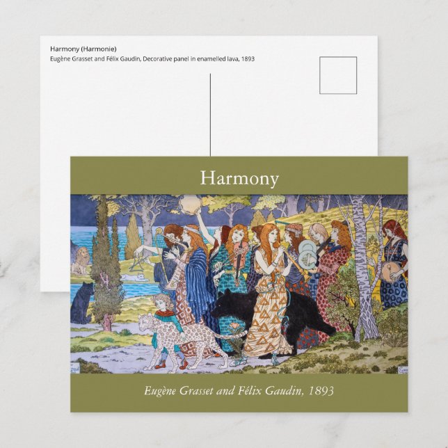 Eugene Grasset - Harmony Decorative Panel Postcard (Front/Back)