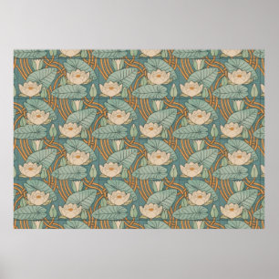 Eugene Grasset Water Lily Lilies Floral Design Poster