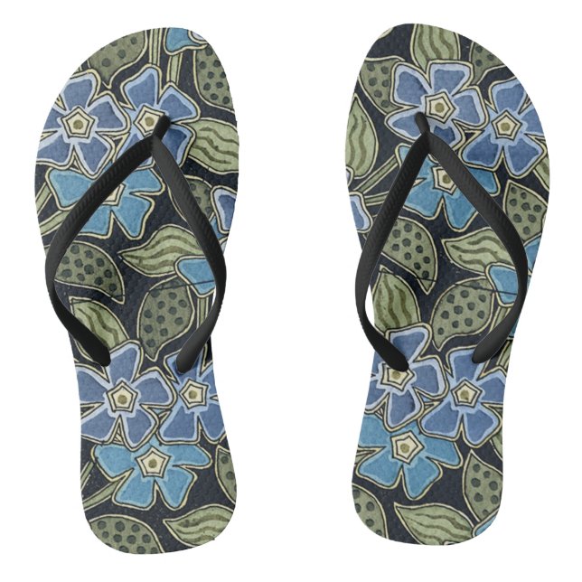Eugene Grasset's Blue Flowers Jandals (Footbed)
