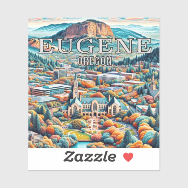 Eugene Oregon 3 Inch Vinyl Sticker (Sheet)