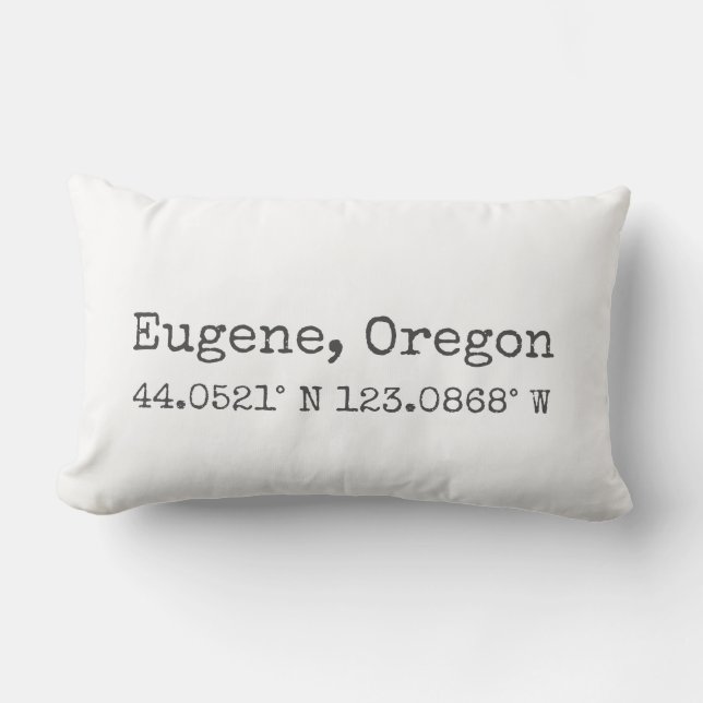 Eugene, Oregon Coordinates Lumbar Pillow (Front)