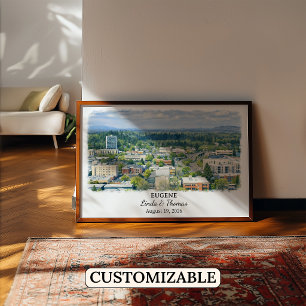 Eugene Oregon Poster, Watercolor, Custom Poster