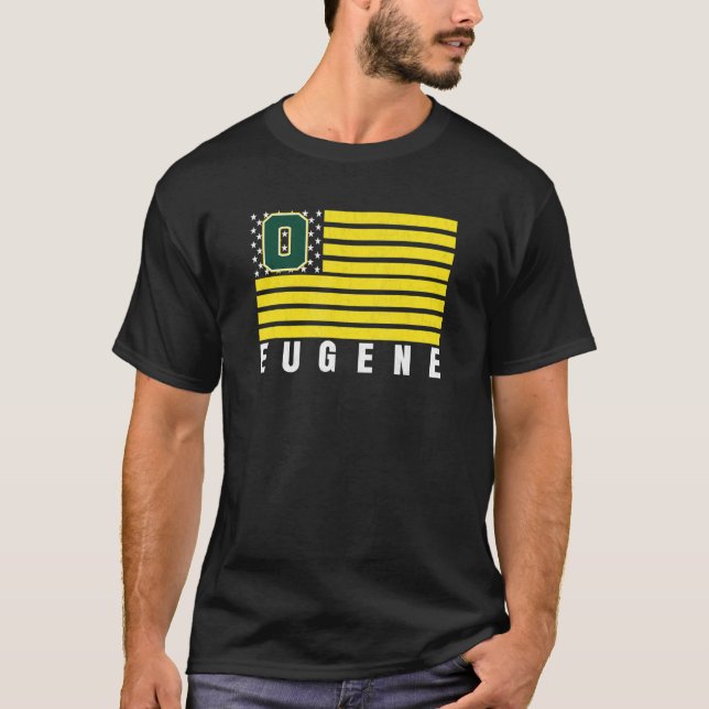 Eugene Oregon USA Flag GreenYellow Eugene OR Ameri T-Shirt (Front)