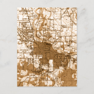 Eugene Oregon Vintage map Postcard