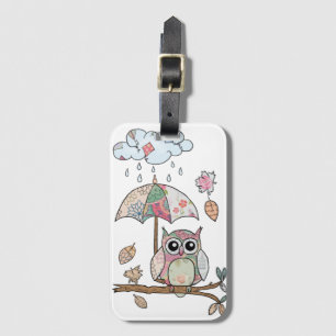 Eule im Regen Luggage Tag
