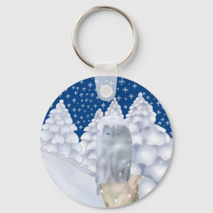 Eule im Schnee Key Ring