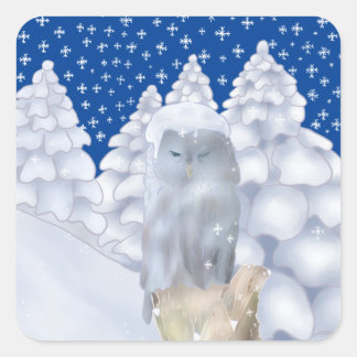 Eule im Schnee Square Sticker