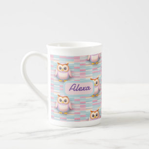 Eule mit Querstreifen muster pastellfarben Muster Bone China Mug
