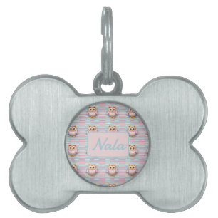 Eule mit Querstreifen muster pastellfarben Muster Pet ID Tag