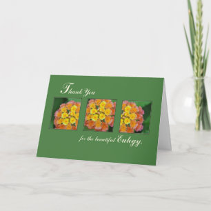 Eulogy Thank You, Flowers on Green You Card