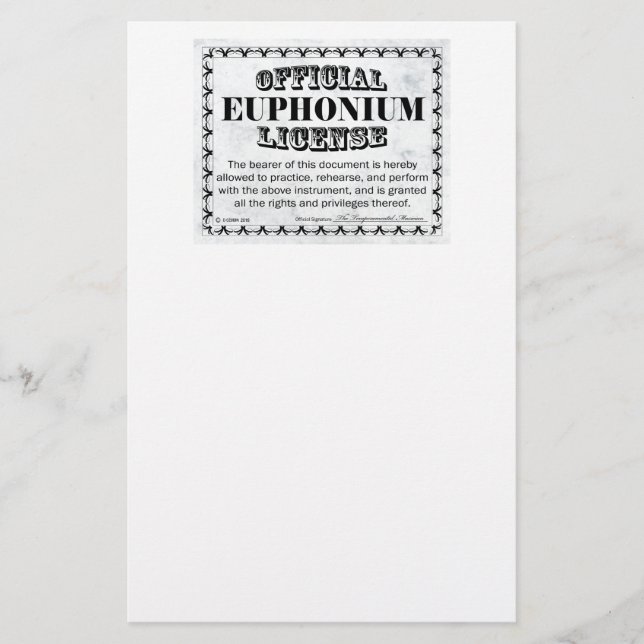 Euphonium License Stationery (Front)