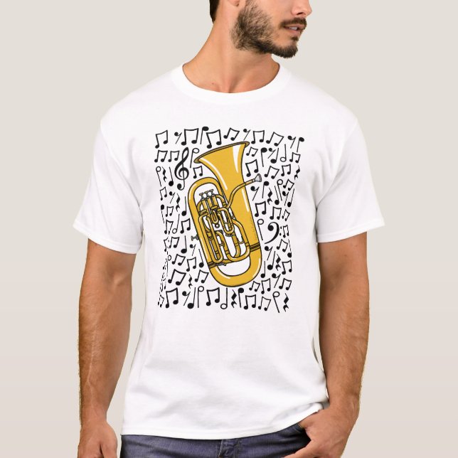Euphonium Musical Notes Brass Musician T-Shirt (Front)