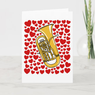 Euphonium With Hearts Valentines Anniversary Card