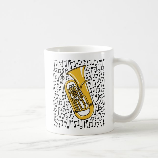 Euphonium With Musical Notes, Brass Musician Coffee Mug (Right)