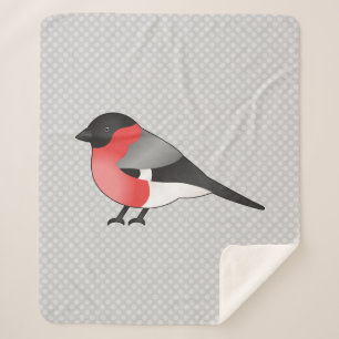 Eurasian Bullfinch Cartoon Bird Illustration Grey Sherpa Blanket