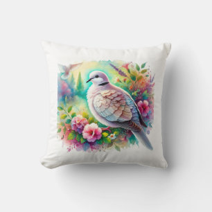 Eurasian collared dove 160724AREF107 - Watercolor Cushion