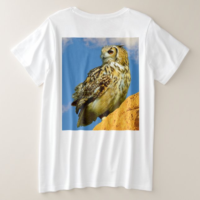 Eurasian eagle owl  plus size T-Shirt (Design Back)