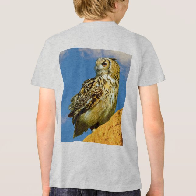 Eurasian eagle owl  Tri-Blend shirt (Back)