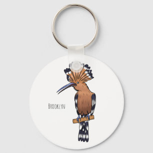 Eurasian hoopoe bird cartoon illustration key ring