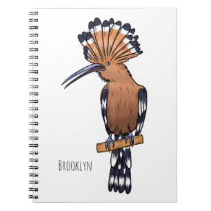 Eurasian hoopoe bird cartoon illustration notebook