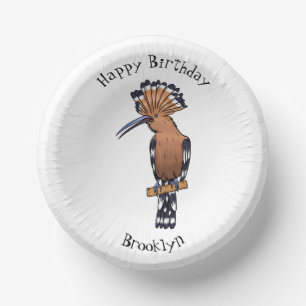Eurasian hoopoe bird cartoon illustration paper plate