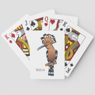 Eurasian hoopoe bird cartoon illustration playing cards