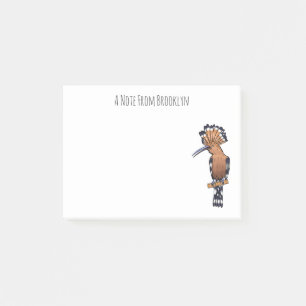 Eurasian hoopoe bird cartoon illustration post-it notes