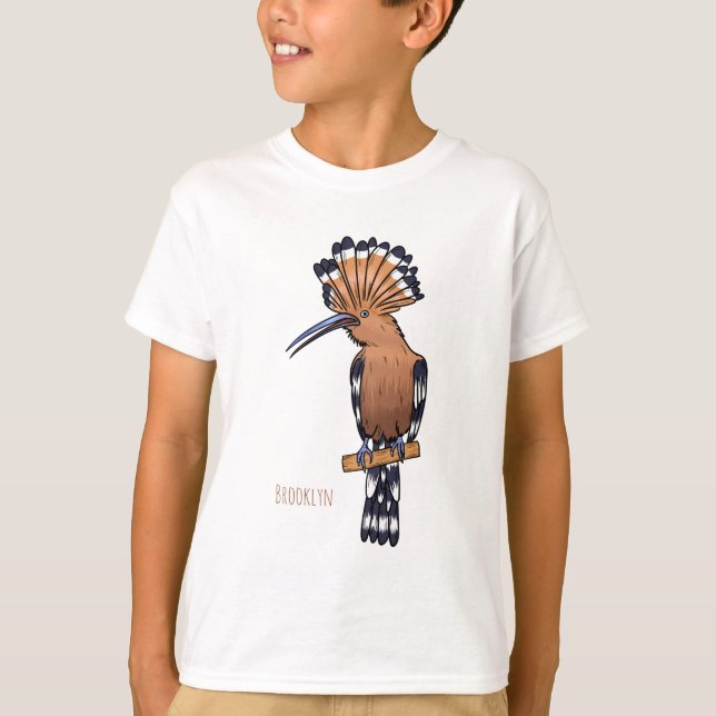 Eurasian hoopoe bird cartoon illustration  T-Shirt (Front)