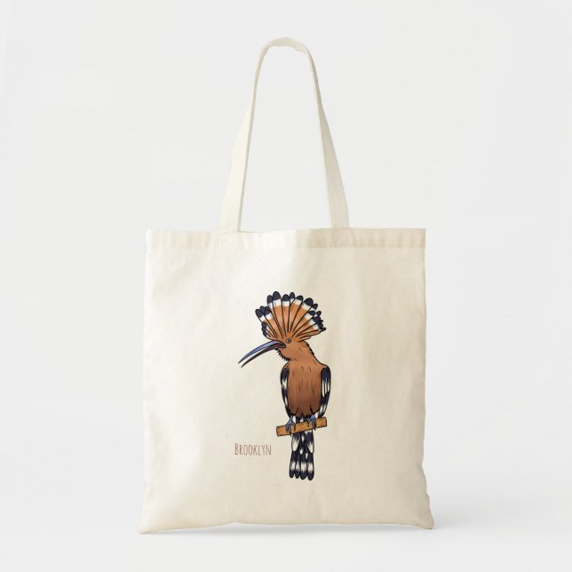 Eurasian hoopoe bird cartoon illustration  tote bag (Front)