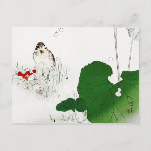 Eurasian Tree Sparrow, Watanabe Seitei Postcard
