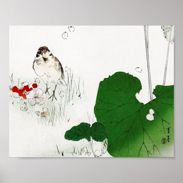 Eurasian Tree Sparrow, Watanabe Seitei Poster (Front)